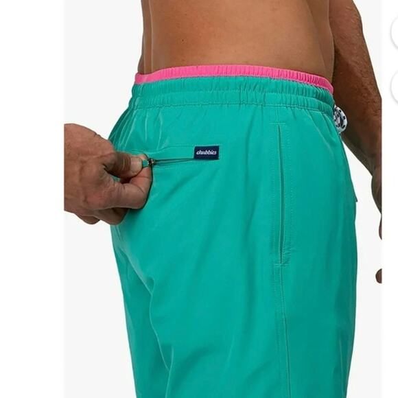 Chubbies mens swim trunks athletic shorts turquoice green blue size medium - Picture 2 of 8